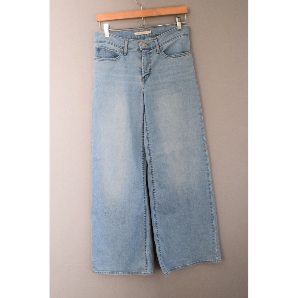 Levi's 318 Shaping Wide Leg Jeans 27 Light Wash High Rise Blue Denim Womens